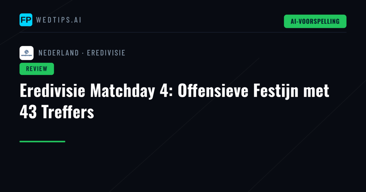 Eredivisie Matchday 4: Offensieve Festijn met 43 Treffers