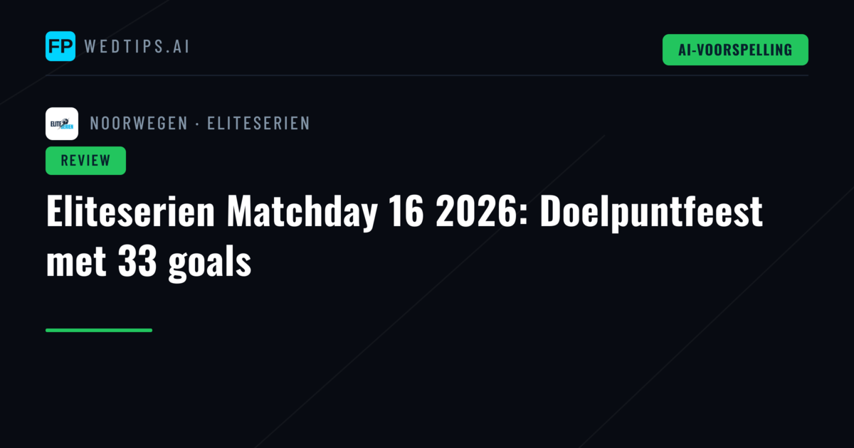 Eliteserien Matchday 16 2026: Doelpuntfeest met 33 goals