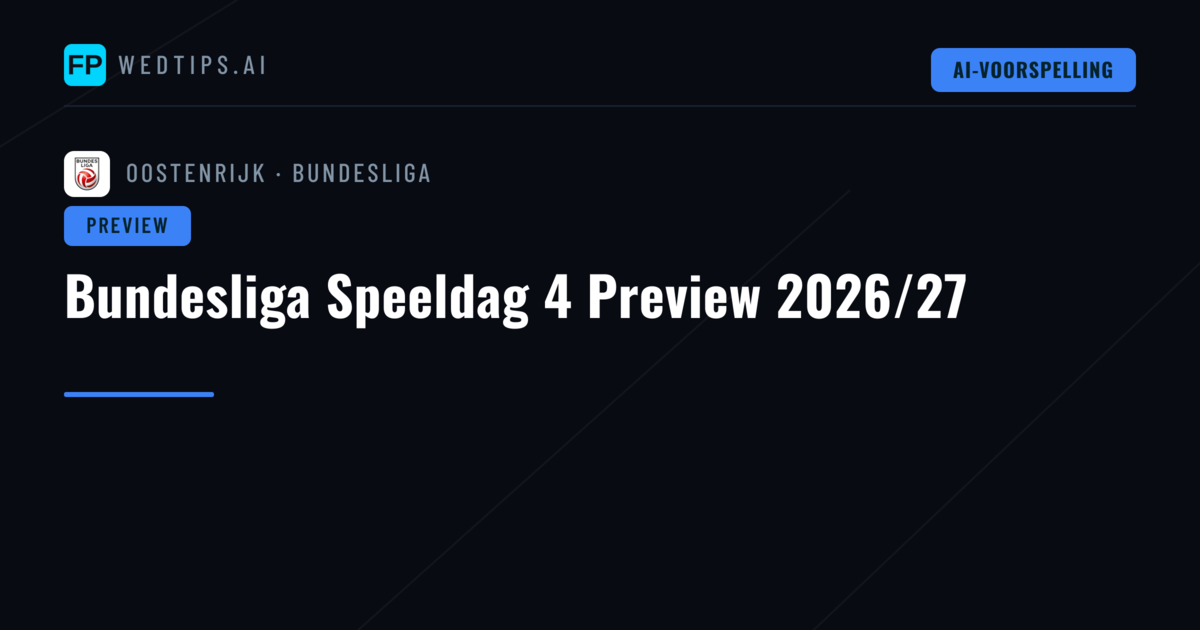 Bundesliga Speeldag 4 Preview 2026/27