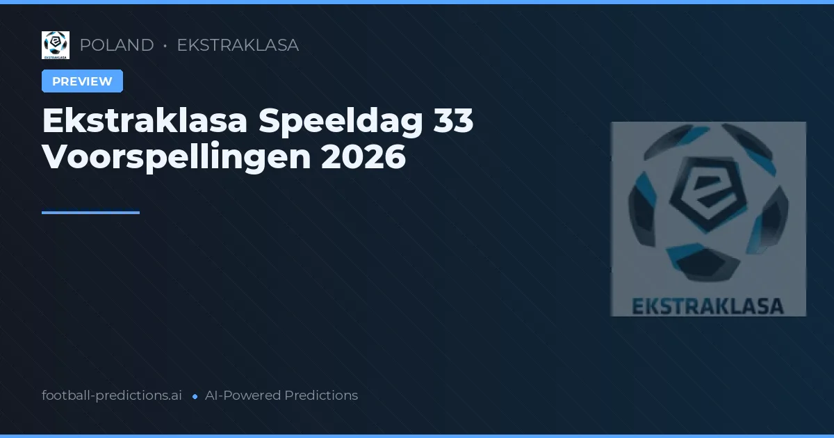 Ekstraklasa Speeldag 33 Voorspellingen 2026
