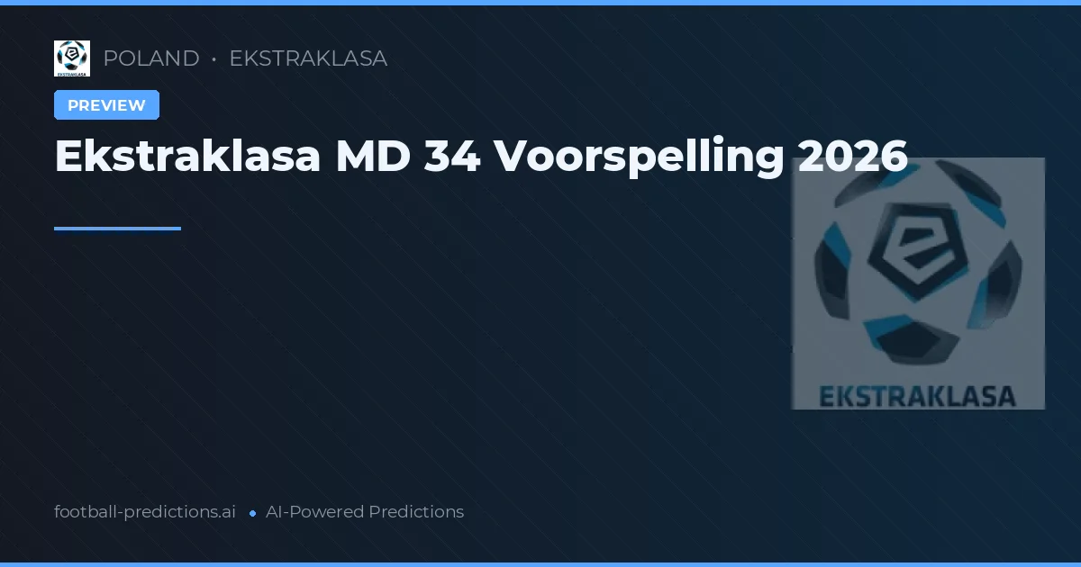 Ekstraklasa MD 34 Voorspelling 2026