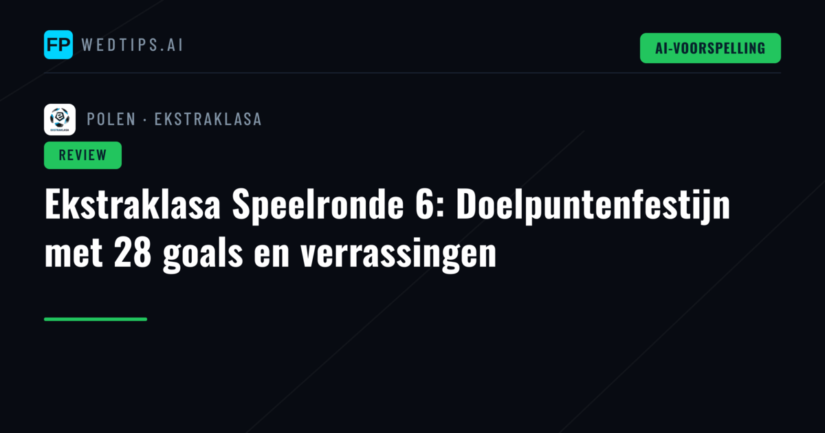 Ekstraklasa Speelronde 6: Doelpuntenfestijn met 28 goals en verrassingen