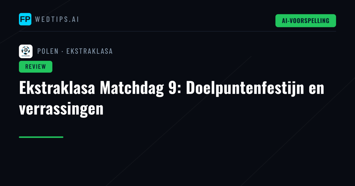 Ekstraklasa Matchdag 9: Doelpuntenfestijn en verrassingen