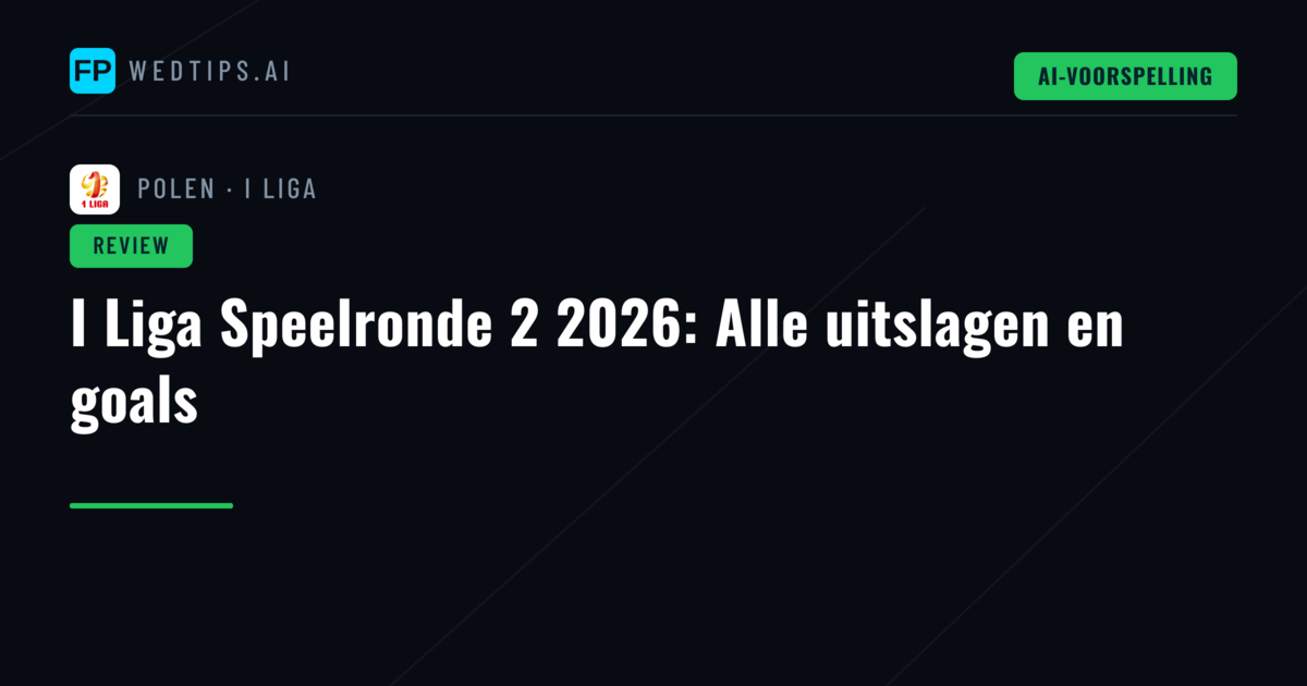 I Liga Speelronde 2 2026: Alle uitslagen en goals