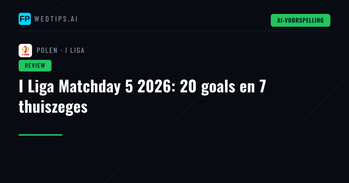 I Liga Matchday 5 2026: 20 goals en 7 thuiszeges