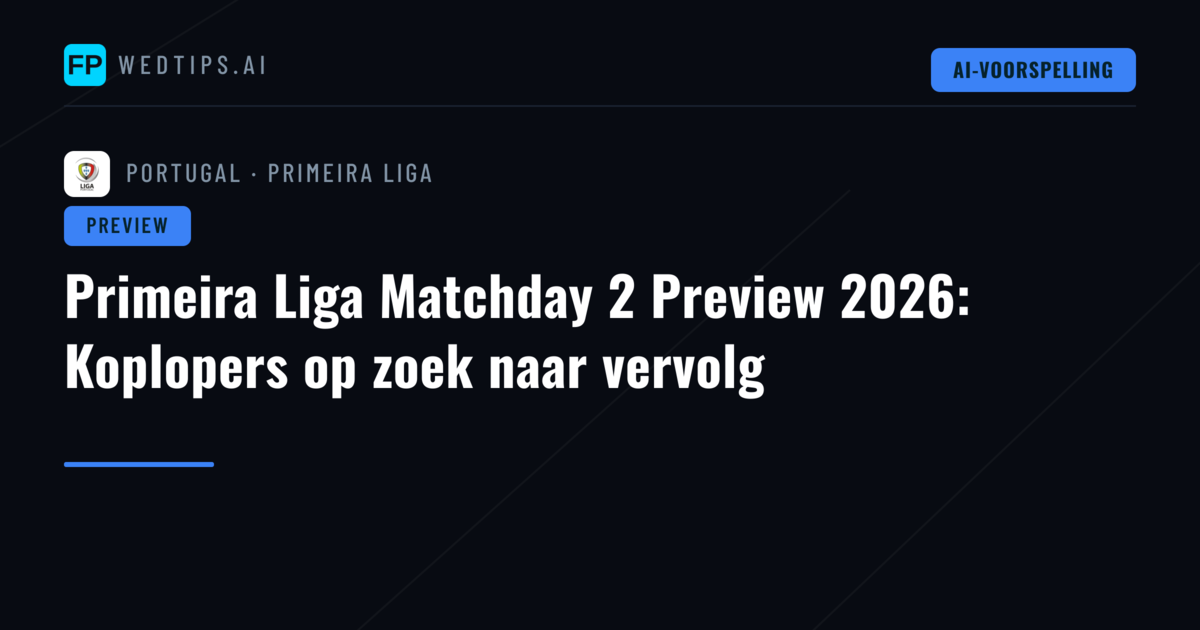 Primeira Liga Matchday 2 Preview 2026: Koplopers op zoek naar vervolg