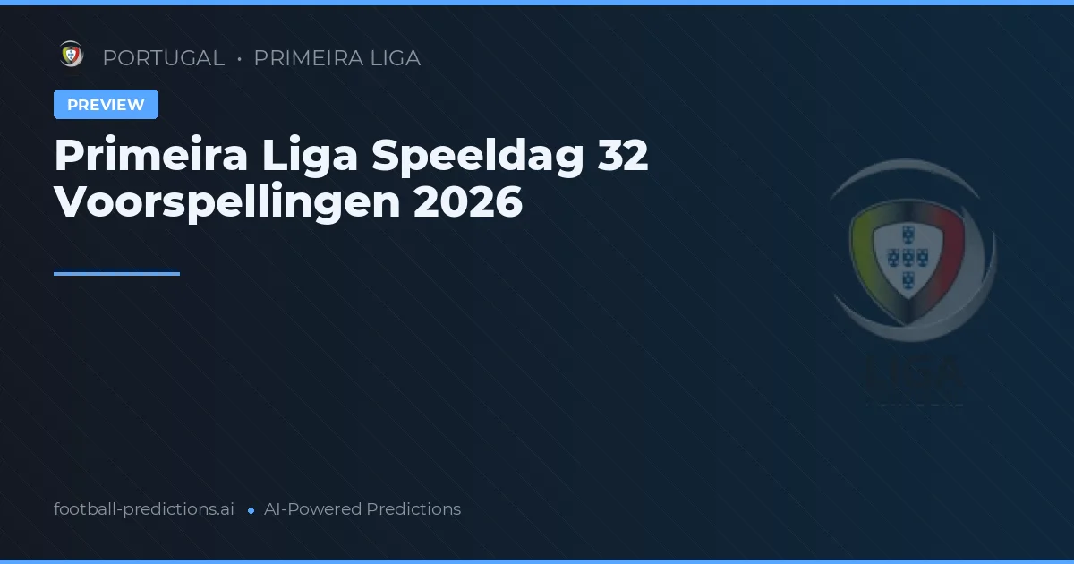 Primeira Liga Speeldag 32 Voorspellingen 2026