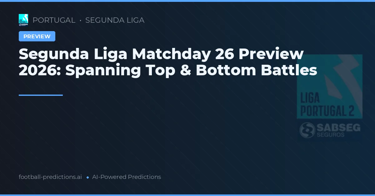 Segunda Liga Matchday 26 Preview 2026: Spanning Top & Bottom Battles