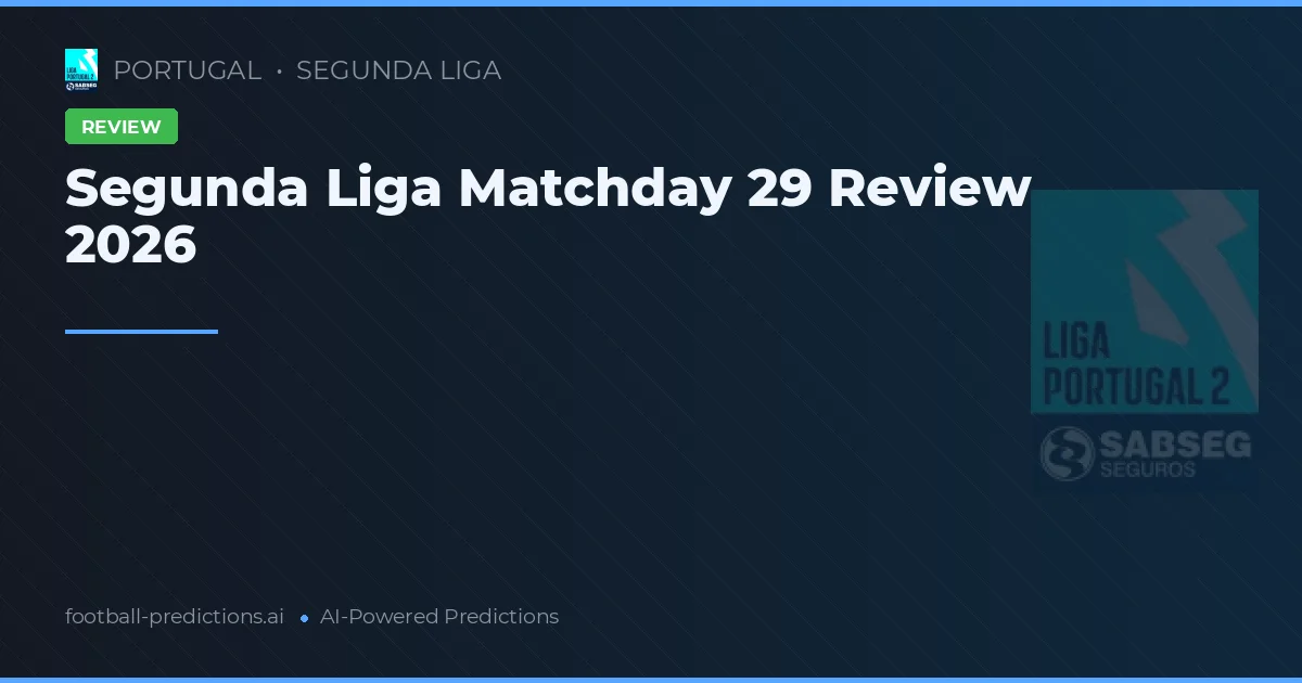 Segunda Liga Matchday 29 Review 2026
