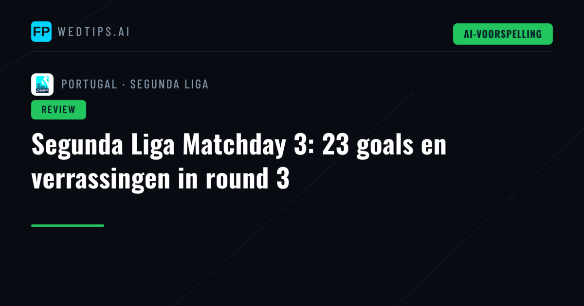 Segunda Liga Matchday 3: 23 goals en verrassingen in round 3