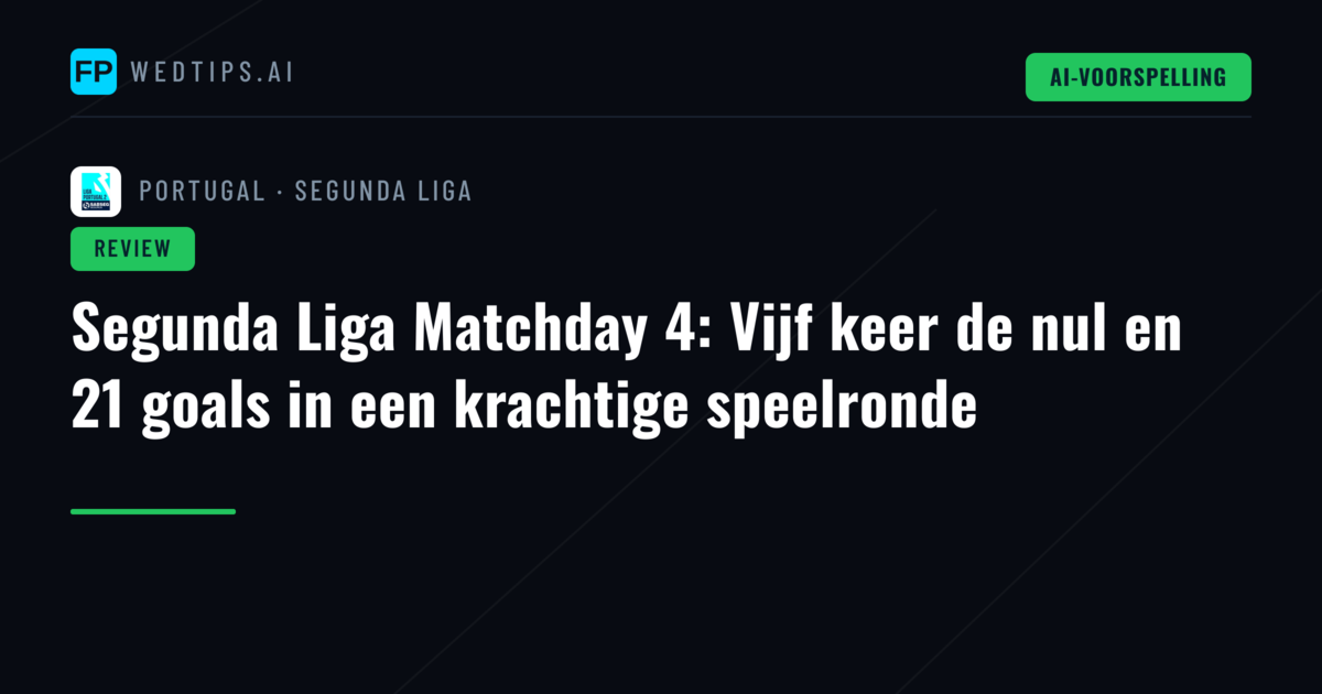 Segunda Liga Matchday 4: Vijf keer de nul en 21 goals in een krachtige speelronde