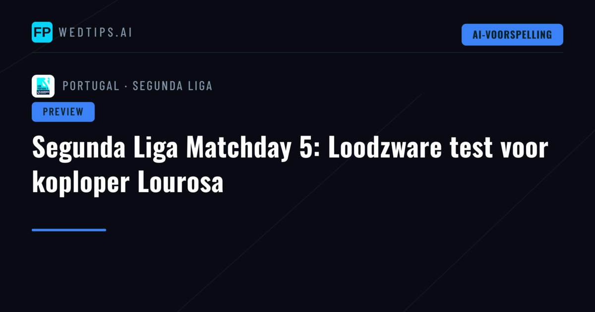 Segunda Liga Matchday 5: Loodzware test voor koploper Lourosa