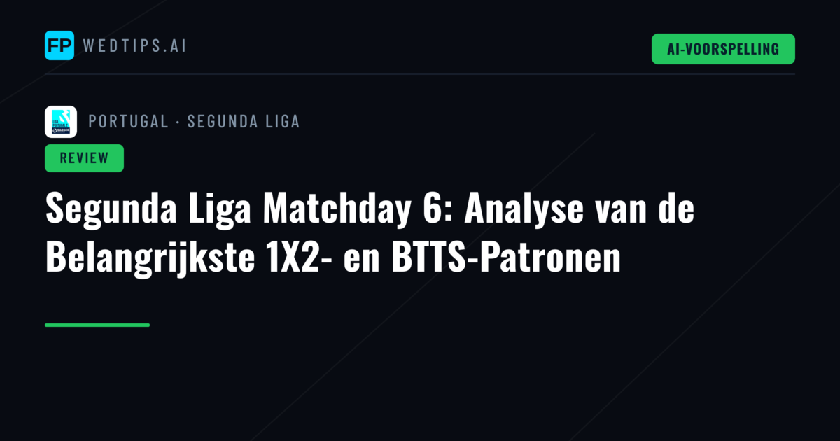 Segunda Liga Matchday 6: Analyse van de Belangrijkste 1X2- en BTTS-Patronen