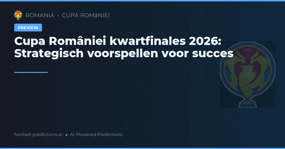 Cupa României kwartfinales 2026: Strategisch voorspellen voor succes