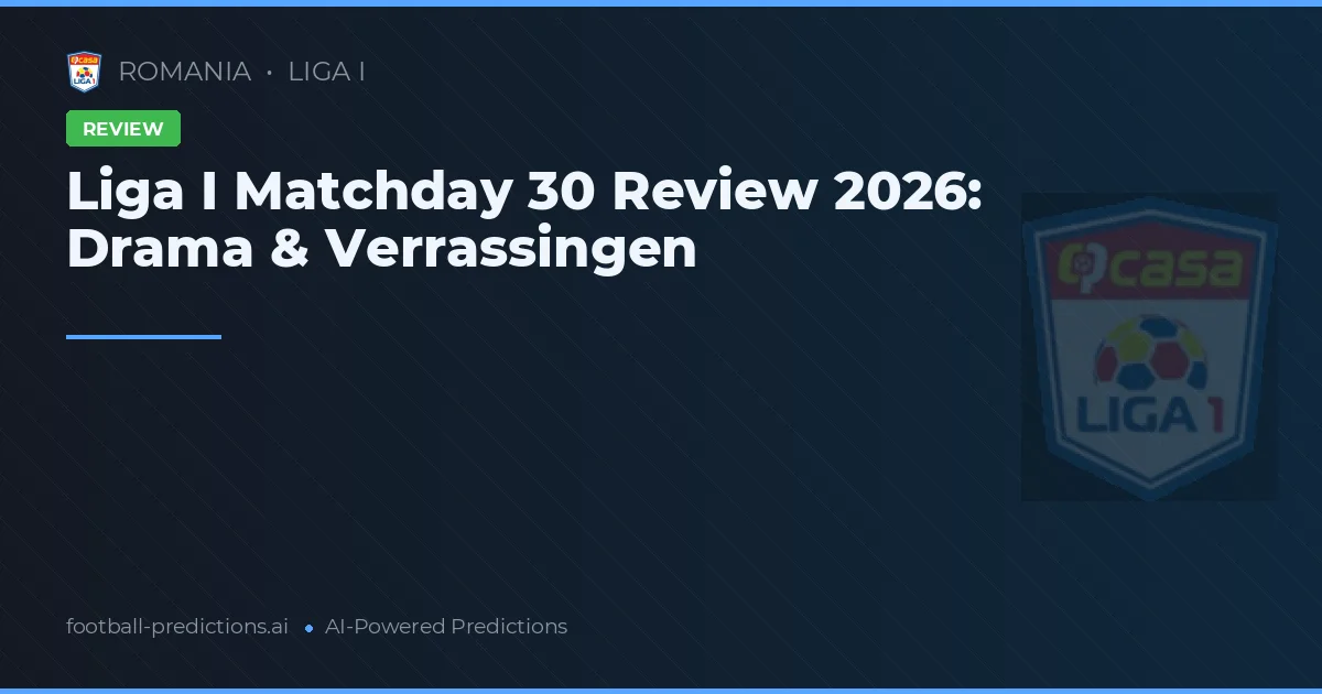 Liga I Matchday 30 Review 2026: Drama & Verrassingen