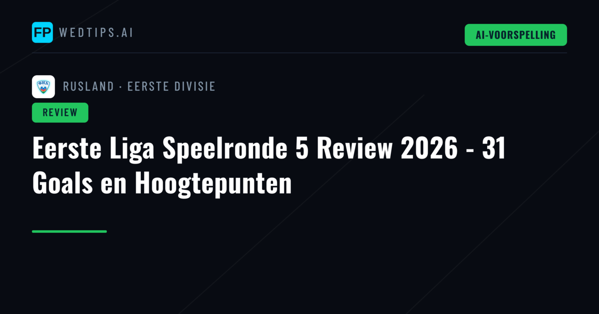 Eerste Liga Speelronde 5 Review 2026 - 31 Goals en Hoogtepunten