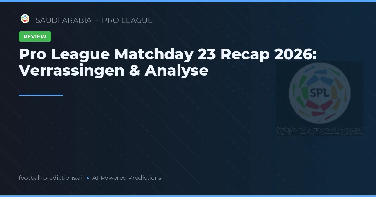 Pro League Matchday 23 Recap 2026: Verrassingen & Analyse