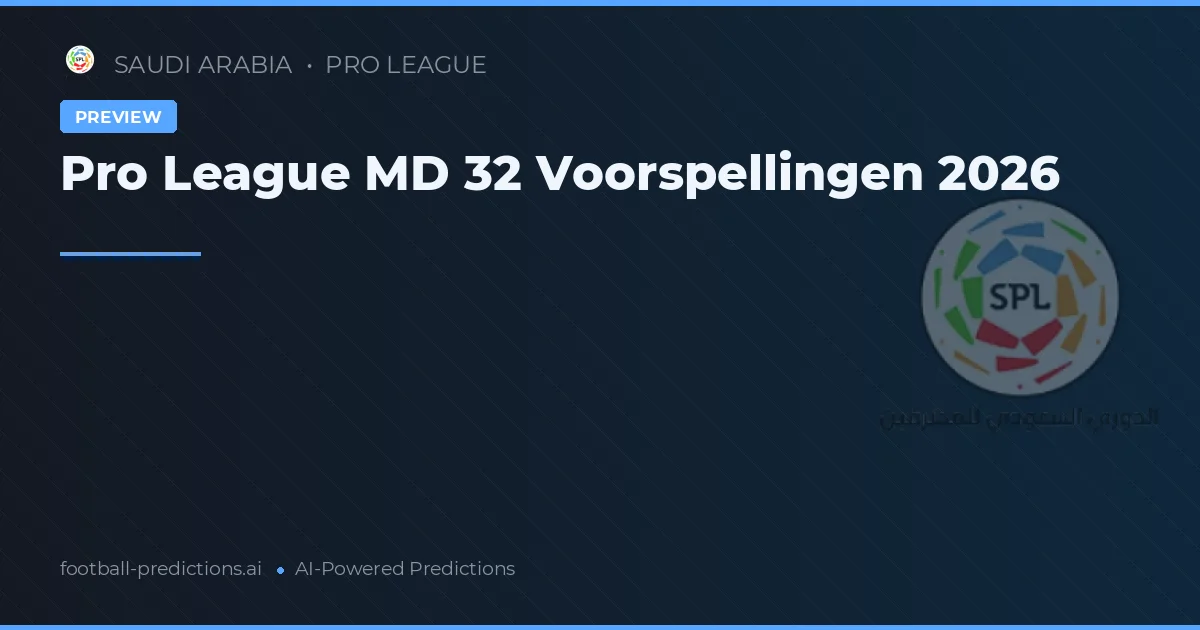 Pro League MD 32 Voorspellingen 2026