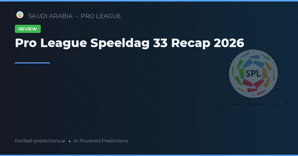 Pro League Speeldag 33 Recap 2026