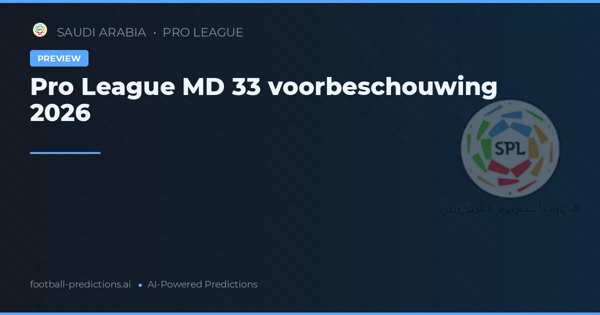 Pro League MD 33 voorbeschouwing 2026