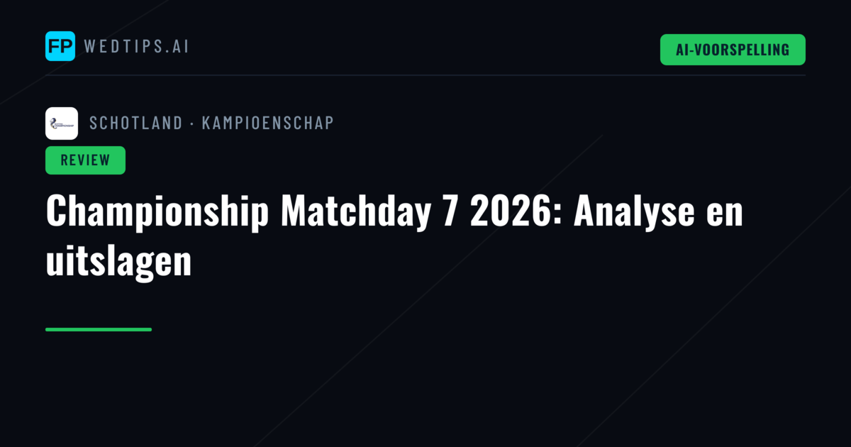 Championship Matchday 7 2026: Analyse en uitslagen
