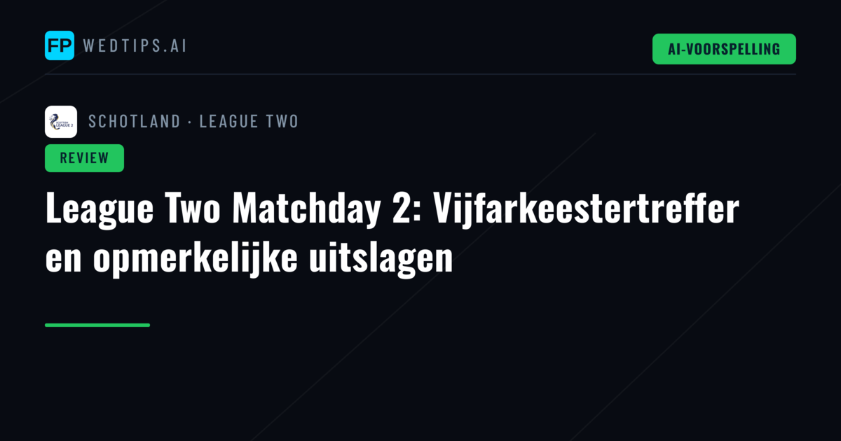 League Two Matchday 2: Vijfarkeestertreffer en opmerkelijke uitslagen