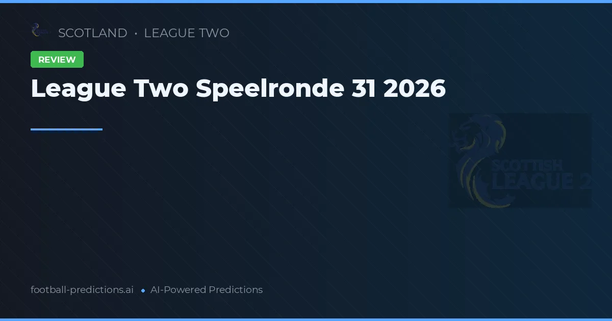 League Two Speelronde 31 2026
