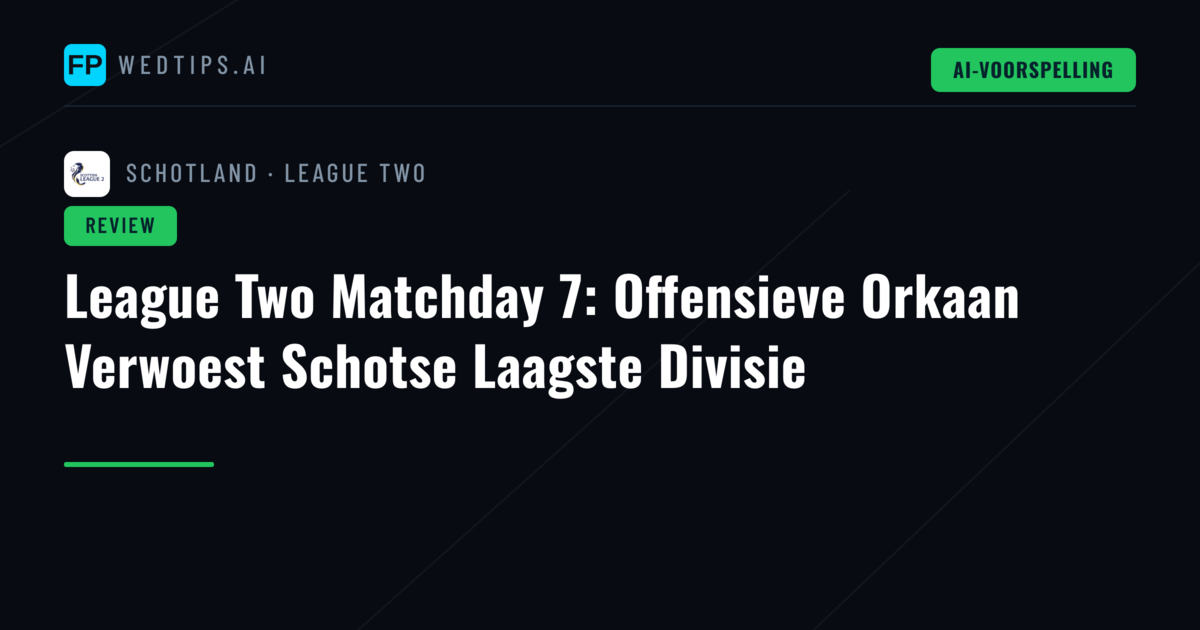 League Two Matchday 7: Offensieve Orkaan Verwoest Schotse Laagste Divisie