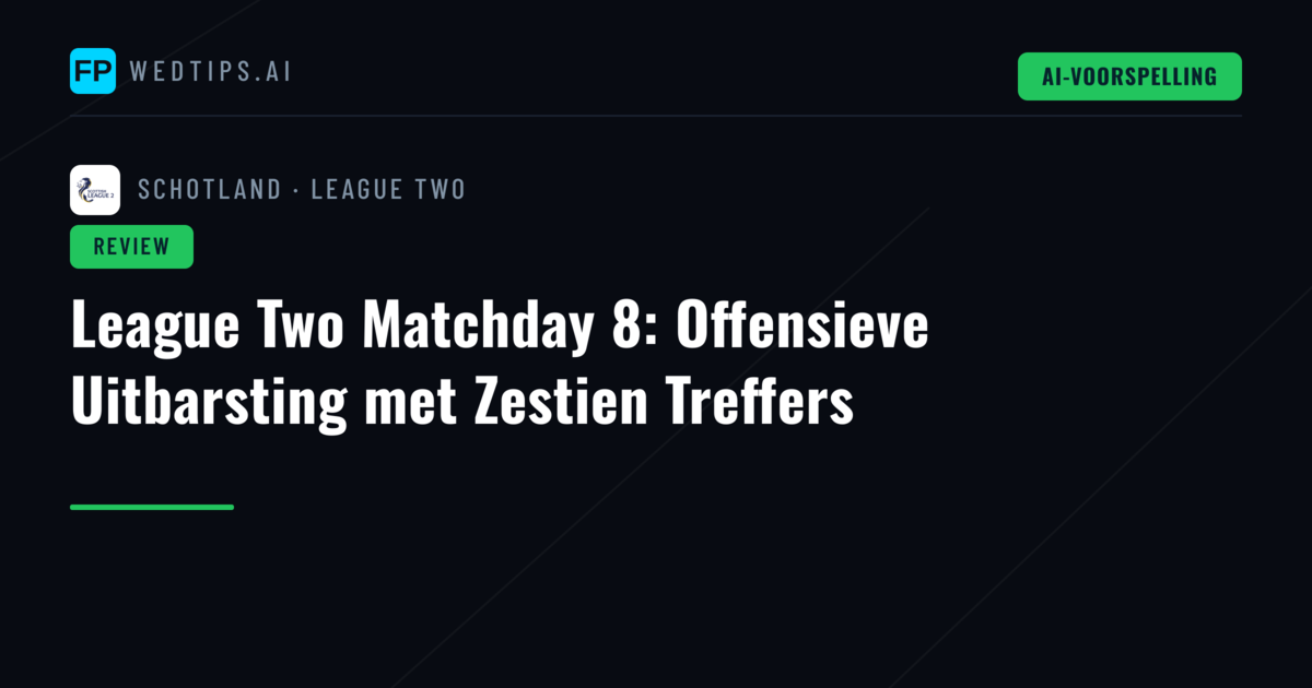 League Two Matchday 8: Offensieve Uitbarsting met Zestien Treffers