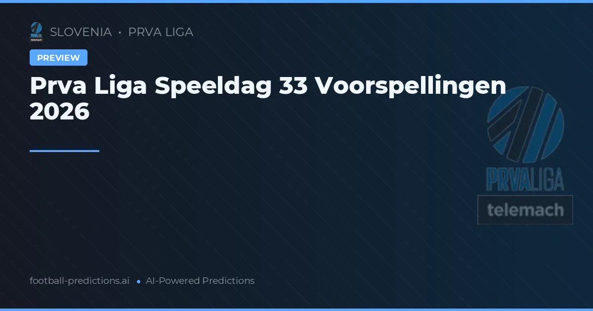 Prva Liga Speeldag 33 Voorspellingen 2026
