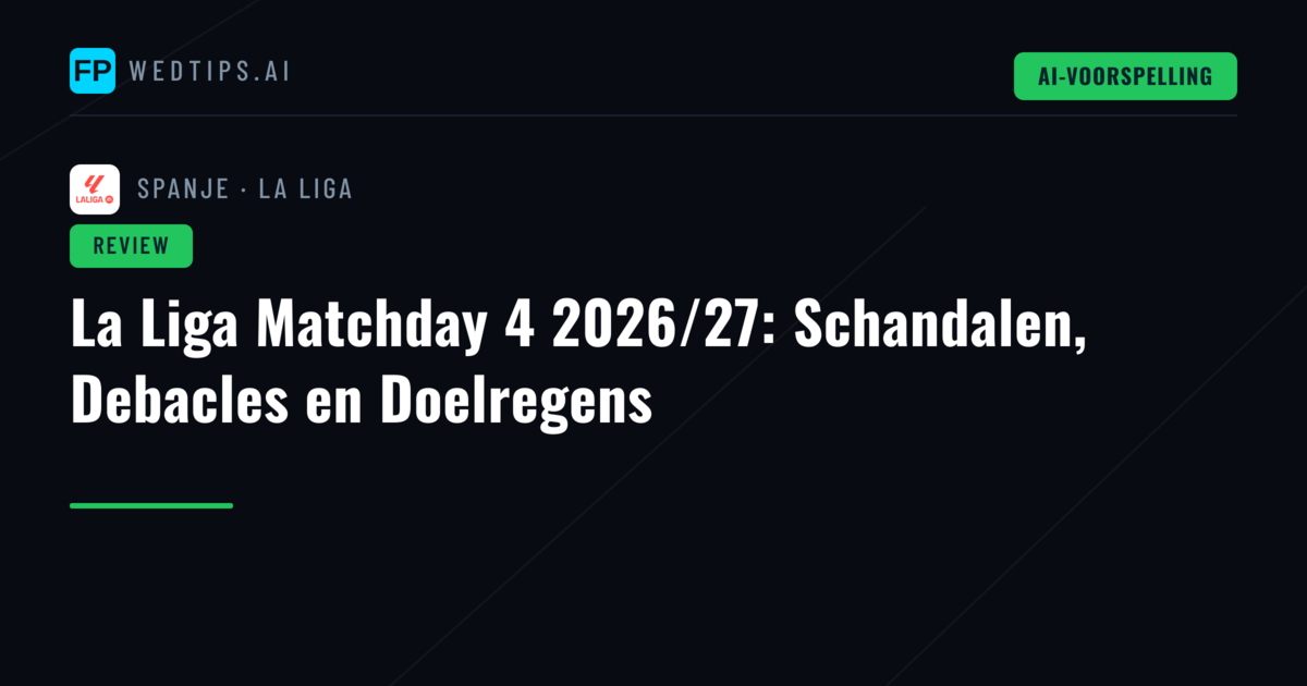 La Liga Matchday 4 2026/27: Schandalen, Debacles en Doelregens