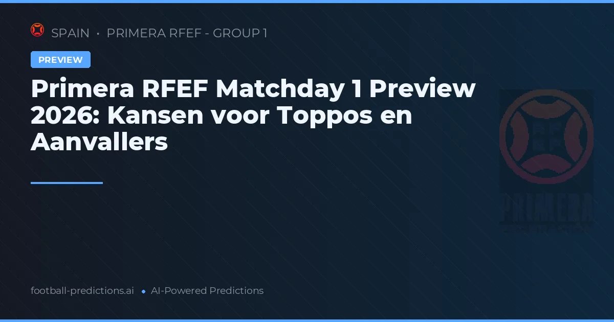 Primera RFEF Matchday 1 Preview 2026: Kansen voor Toppos en Aanvallers