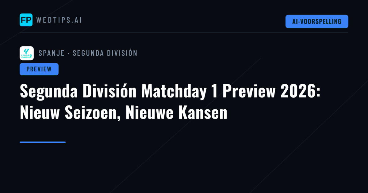 Segunda División Matchday 1 Preview 2026: Nieuw Seizoen, Nieuwe Kansen