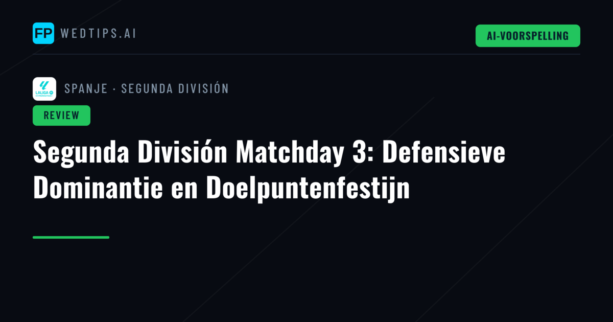 Segunda División Matchday 3: Defensieve Dominantie en Doelpuntenfestijn