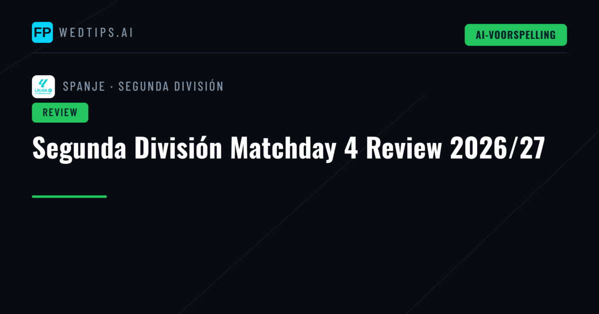 Segunda División Matchday 4 Review 2026/27