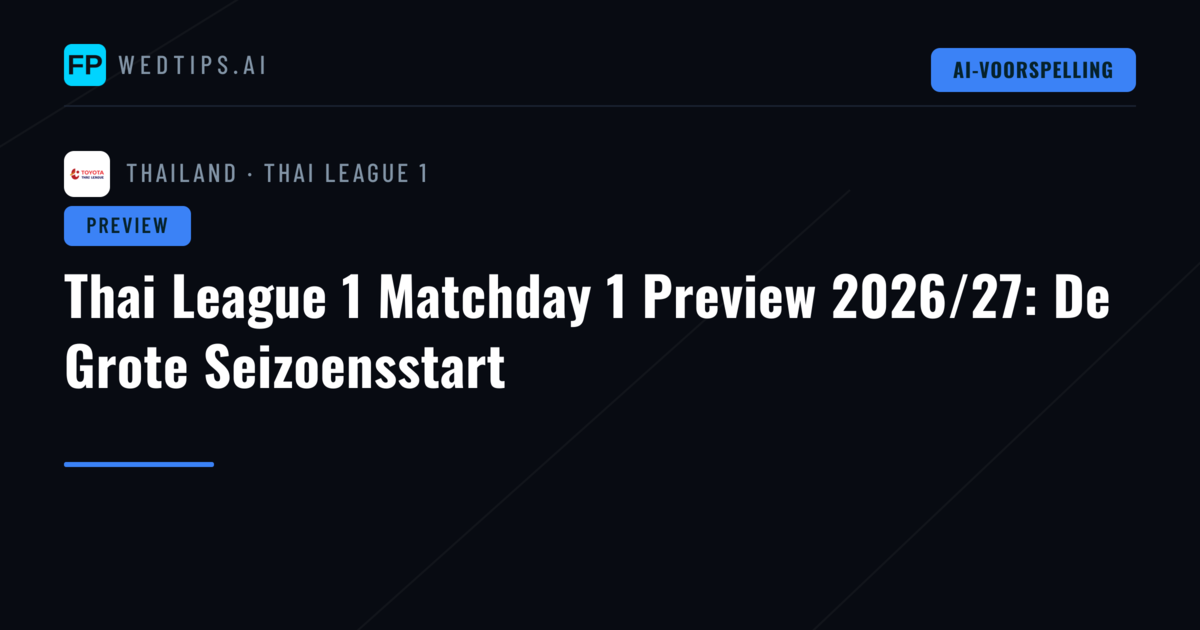 Thai League 1 Matchday 1 Preview 2026/27: De Grote Seizoensstart