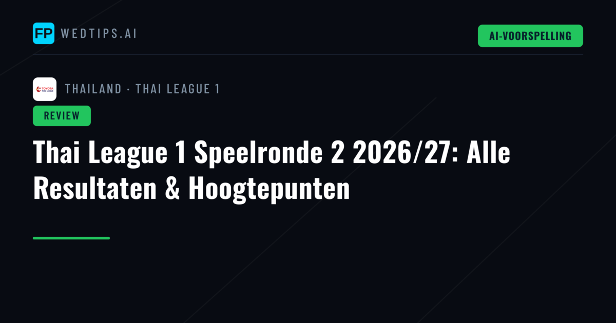 Thai League 1 Speelronde 2 2026/27: Alle Resultaten & Hoogtepunten