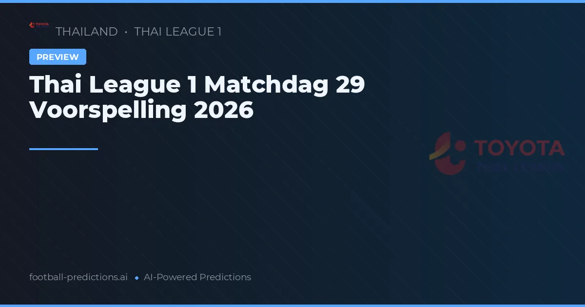 Thai League 1 Matchdag 29 Voorspelling 2026