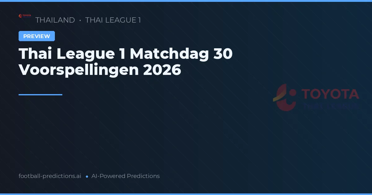 Thai League 1 Matchdag 30 Voorspellingen 2026