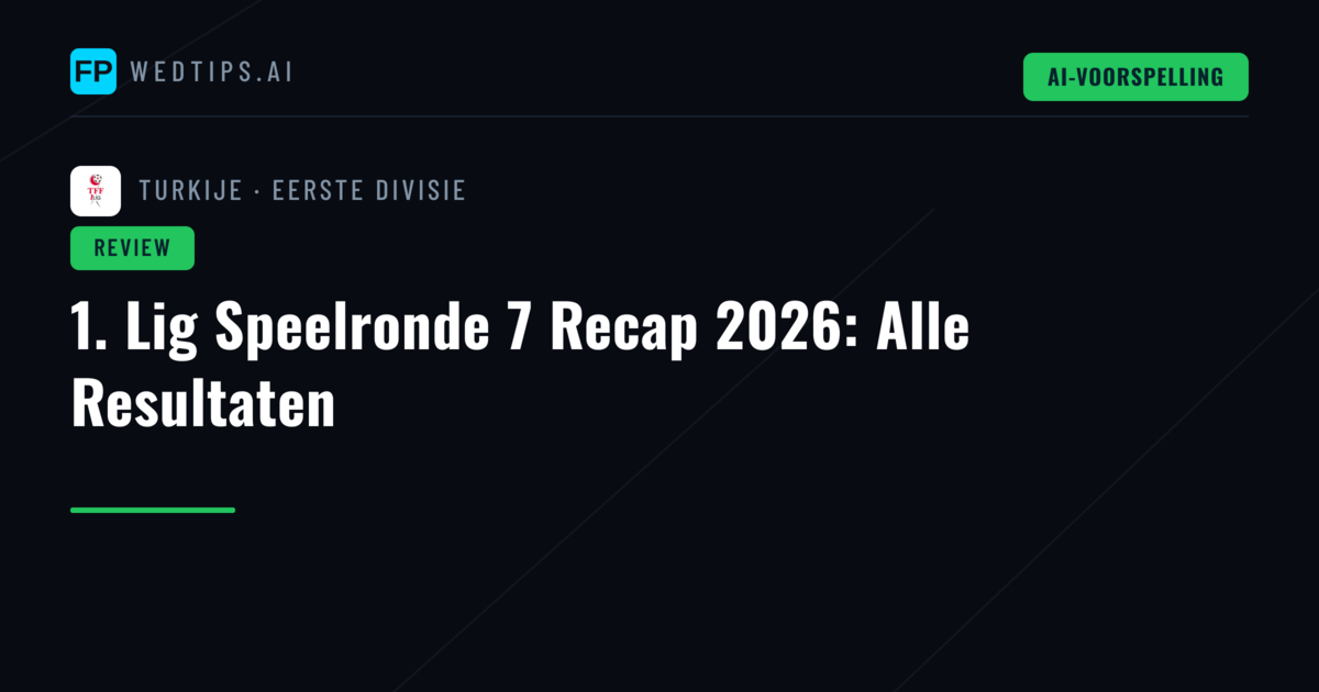 1. Lig Speelronde 7 Recap 2026: Alle Resultaten
