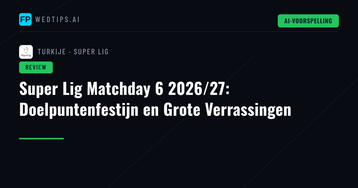 Super Lig Matchday 6 2026/27: Doelpuntenfestijn en Grote Verrassingen