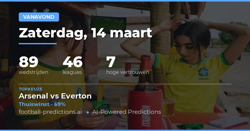 Voetbalvoorspellingen Vanavond 14 maart 2026: beste tips