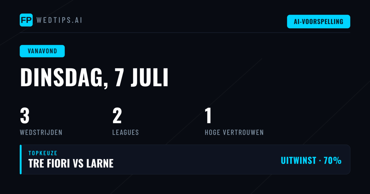 Top Picks voor dinsdag 7 juli 2026