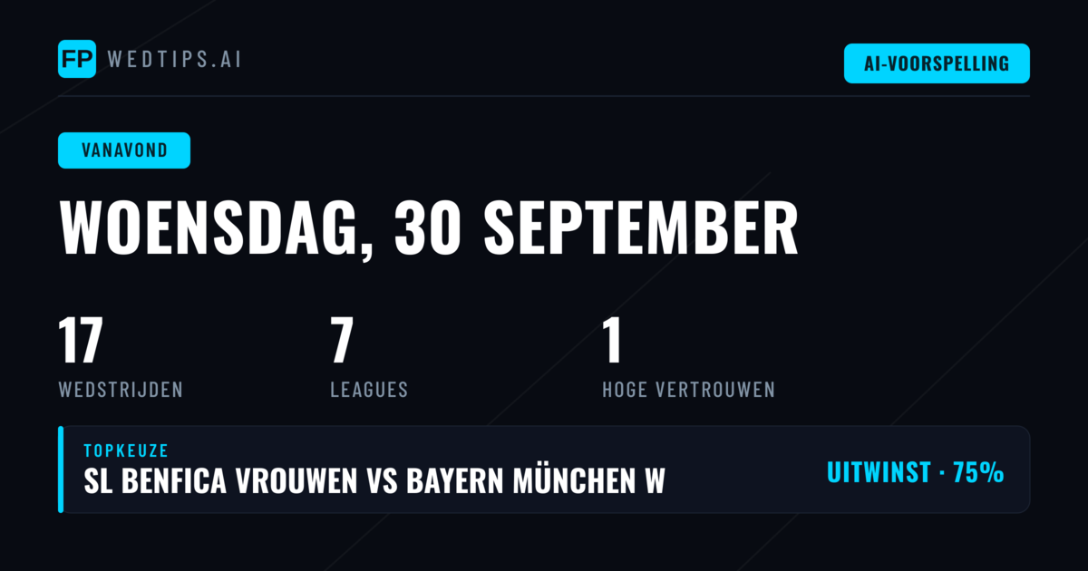 Avondprogramma Woensdag 30 September: Wat Te Verwachten