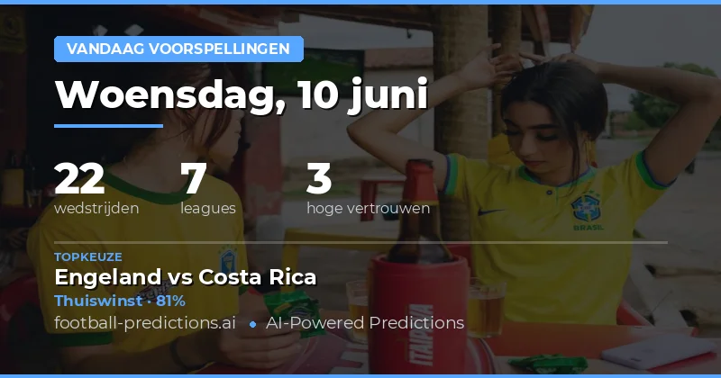 Voetbalvoorspellingen & Tips — Woensdag, 10 juni, 2026