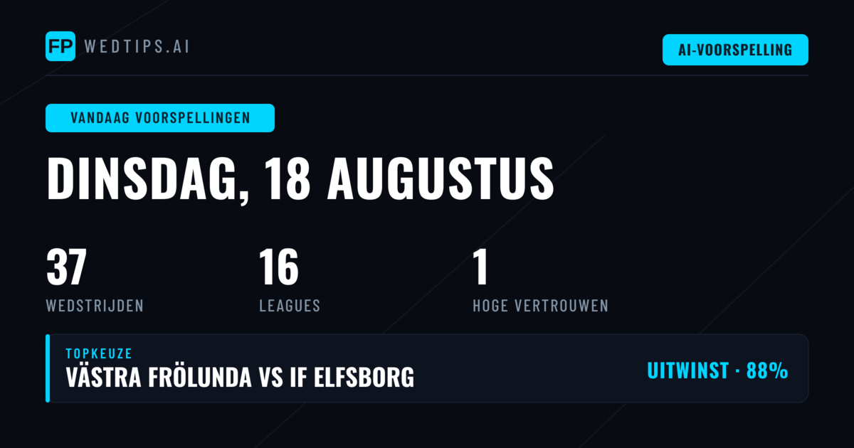 Top Picks voor dinsdag 18 aug 2026