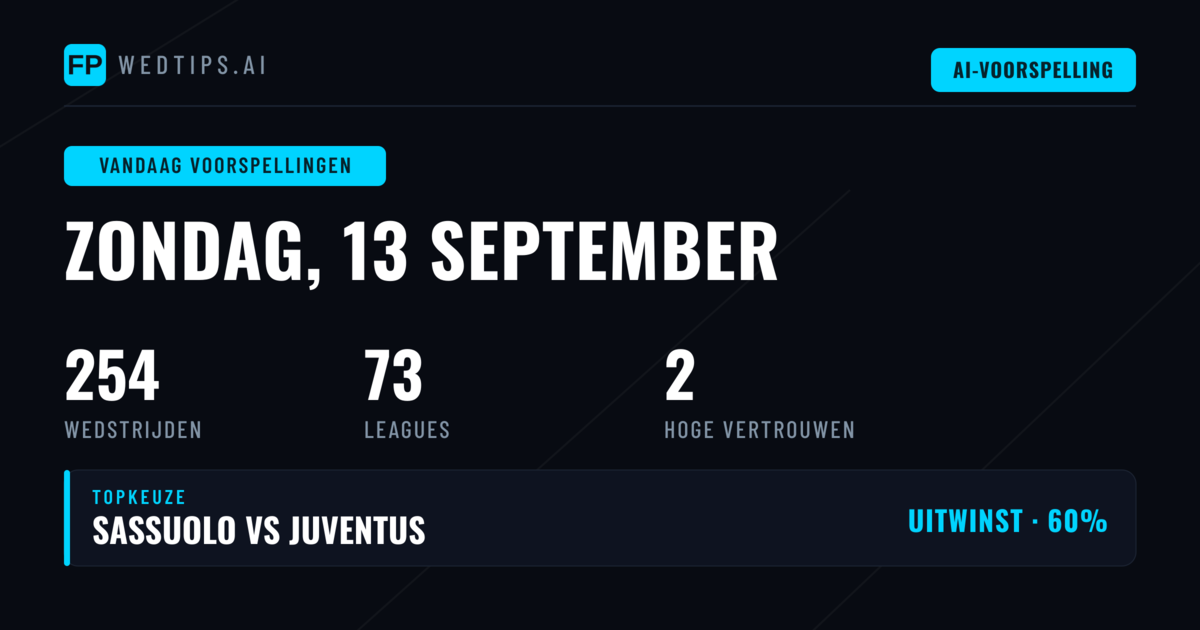 Zondag 13 September: Uitgebreid Programma met 254 Duels