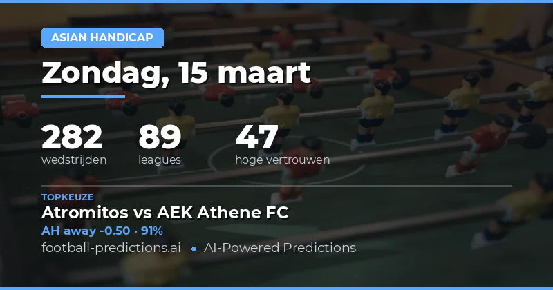 Asian Handicap voorspellingen 15 maart 2026