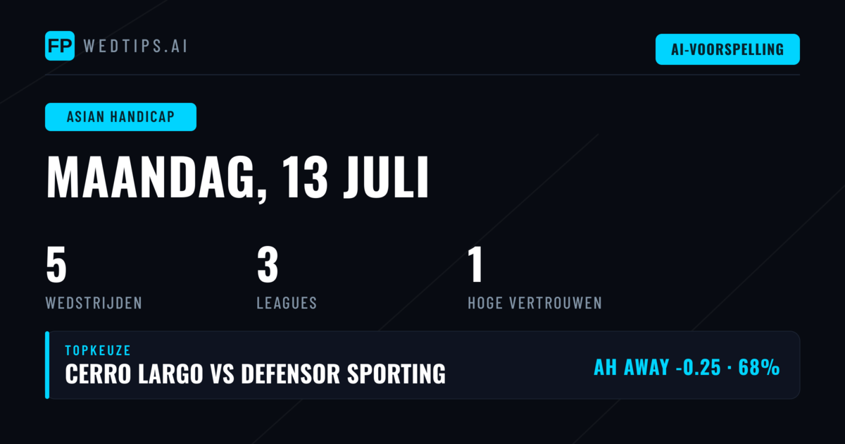 Top AH Picks - 13 juli 2026