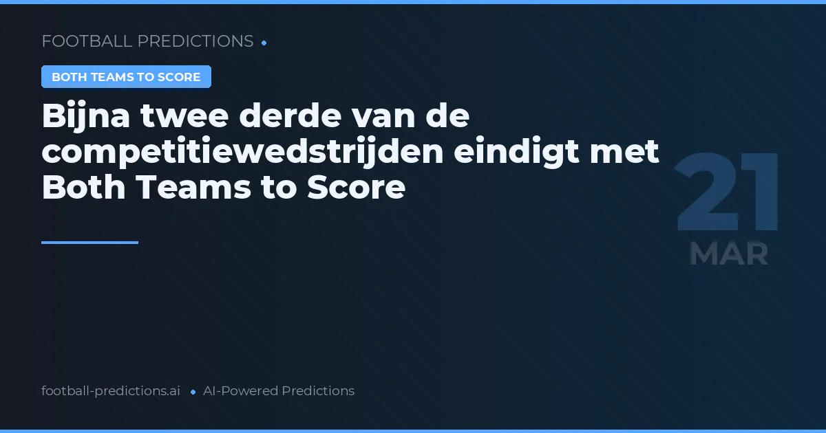 Bijna twee derde van de competitiewedstrijden eindigt met Both Teams to Score